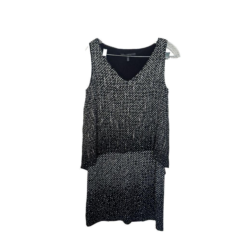 White House Black Market Sleeveless‎ Sheath Dress Chiffon Overlay Size Small